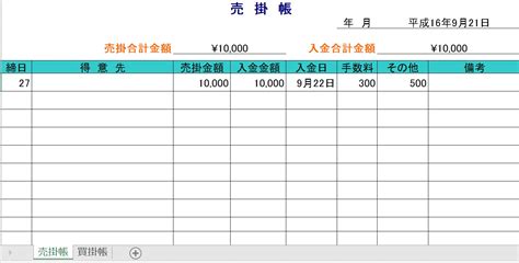 掛表|[文書]テンプレートの無料ダウンロード: 売掛金台帳（。